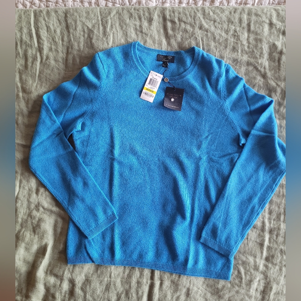 Charter Club Cerulean Blue Crew Neck Sweater
